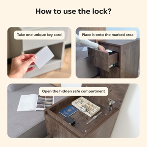 <span class=keywords><strong>Table</strong></span> <span class=keywords><strong>de</strong></span> <span class=keywords><strong>chevet</strong></span> moderne avec coffre-fort intégré et 4 compartiments secrets pour rangement – Service ODM - Product Image 5
