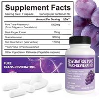 Resvératrol Trans Pur 1480mg Gélules 98% Pureté Végétalien Antioxydant Complément Alimentaire Vieillissement Sain Énergie OEM
