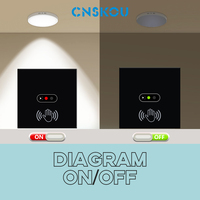 Interrupteur mural à capteur de mouvement CNSKOU, nouveau design, panneau en verre, norme européenne 110V 220V, éclairage LED