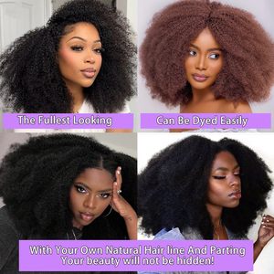 Afro Kinky Curly Body Wave 3-in-1 Half <strong>Wigs</strong> 22-inch Drawstring Glueless Quick Install Beginners Friendly 200% Density Natural - Product Image 6