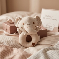Couverture de confort en coton couleur naturelle motif éléphant, ensemble cadeau pour bébé, ensemble apaisant avec sucette pour nouveau-nés de 0 à 12 mois