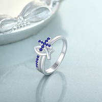 Bague chrétienne femmes christianisme foi catholique jésus 925 en argent Sterling étanche multicolore croix anneau bijoux