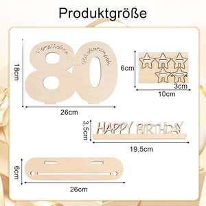 Decoración de Madera para Cumpleaños Número 18, Ecológica, con Elegante Grabado, Regalo con Felicitaciones para Fiesta Alemana - Product Image 6