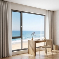 Fenêtre de balcon en verre insonorisé avec cadre en aluminium, fenêtre de villa, fenêtre à battant en verre isolant fixe avec moustiquaire
