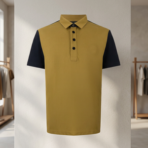 Camiseta polo personalizada al por mayor para hombre, logotipo serigrafiado, tejido a rayas, de secado rápido y manga corta. - Product Image 3