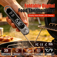 Thermomètre alimentaire numérique pliable, étanche IPX6, en plastique de qualité alimentaire, lecture instantanée, thermomètres à viande pour barbecue et cuisson