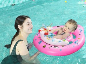 Flotador de Piscina para Bebés con Diseño Oceánico Rosa, con Toldo Solar Extraíble UPF50+ y Asiento de Seguridad Ajustable - Product Image 6