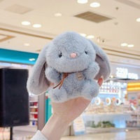Porte-clés en peluche lapin kawaii, mignon et doux, avec longues oreilles, pour sac et sac à dos, vente en gros