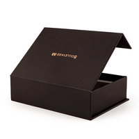Boîte cadeau pliable de luxe en carton rigide noir mat avec logo personnalisé, grand format, fermeture magnétique, vide