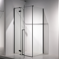 Cabine de douche complète moderne avec cadre en aluminium noir, verre trempé 90x90 8mm, pour hôtels et villas, fournie par l'usine de Suez