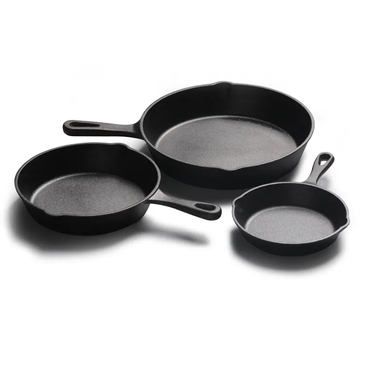 Factory Direct Sales Support Marking And Custom One Piece Cast Iron Flat Frying Pig Iron Pan All-In-One Small Frying Pan