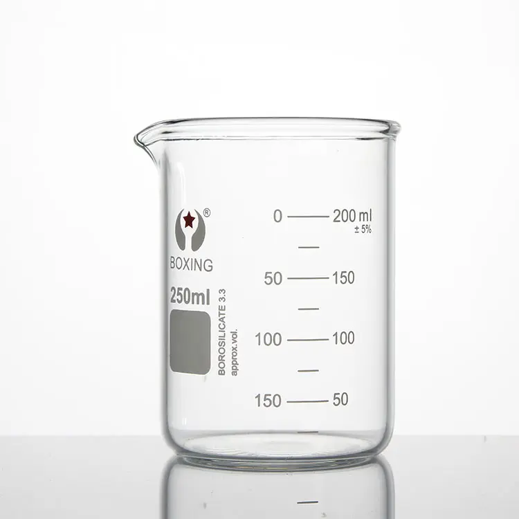 उच्च गुणवत्ता 100ml 250ml सादे borosilicate ग्लास गाढ़ा बीकर