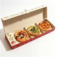 Boîte à pizza en papier personnalisée 3 compartiments avec emplacement pour coupelle de sauce, ensemble de 3 mini-boîtes à emporter pour aliments et pizzas