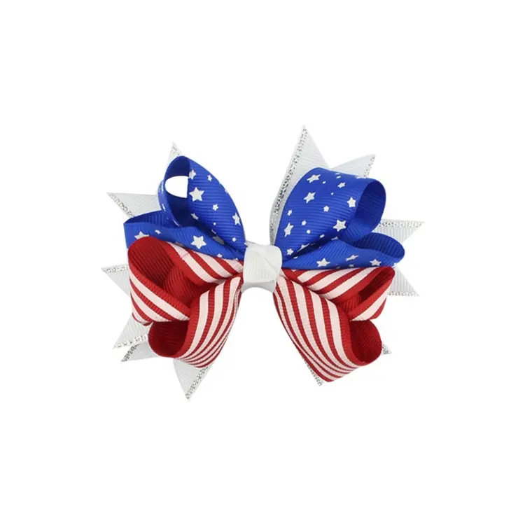Pinzas elásticas metálicas para el pelo con bandera americana, para el Día Nacional de los niños