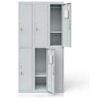 Casier en métal à 6 portes avec serrure à clé Cabinet de classement de bureau à 6 compartiments Meubles de rangement Unités de placard Courrier et miroir pour l'emballage