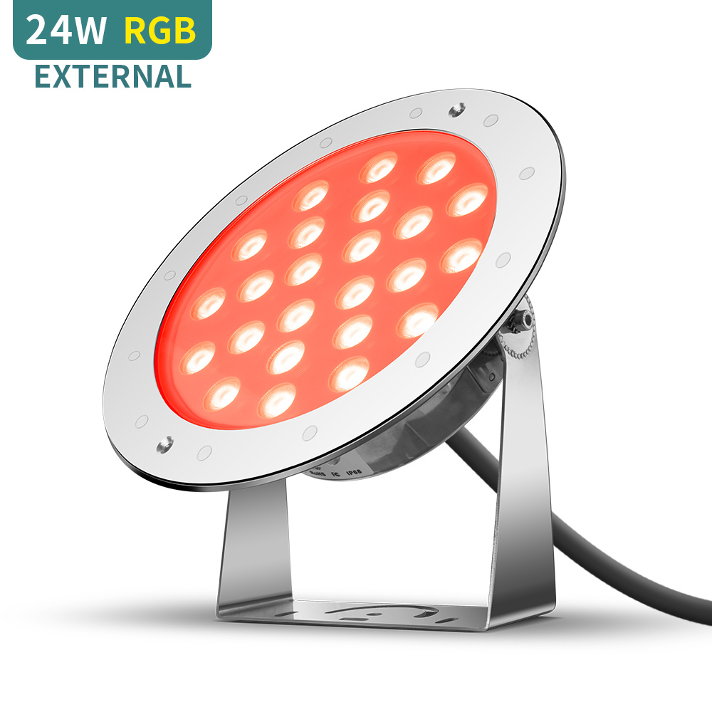 DC24V 24W SS316L Outdoor Square RGB External Control Led Swimming Pool Underwater Light