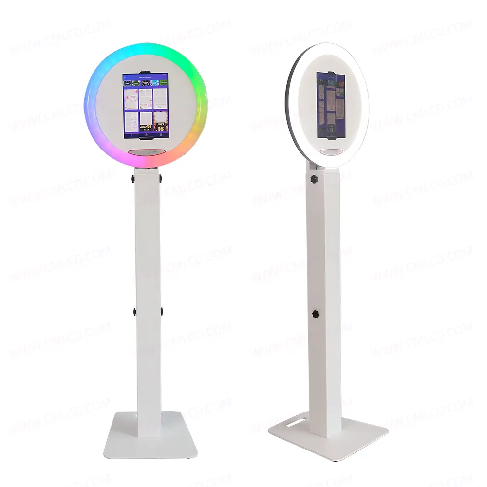 Alüminyum made taşınabilir photobooth roamer iPad fotoğraf kabini kabuk LED RGB halka ışık kiosk makinesi ile güç piller