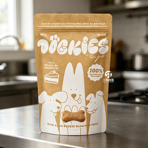 Sacs personnalisés en papier kraft pour aliments lyophilisés pour animaux de compagnie, 100g, 250g, 500g, pochettes verticales refermables avec fenêtre pour friandises pour chiens et chats - Product Image 1