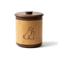 Urne funéraire bicolore en noyer noir et bambou pour cendres de chiens et chats – Boîte commémorative minimaliste en bois pour crémation