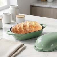 Cocotte ovale en fonte émaillée 5QT avec couvercle auto-égouttant à picots, pour rôtir, braiser, mijoter et cuire