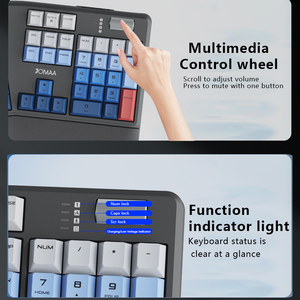 คีย์บอร์ดแบบแยกส่วน JOMAA รุ่น Ergonomic ขนาดเต็ม พร้อมระบบชาร์จไฟได้  พร้อมที่รองข้อมือและฝ่ามือ สำหรับคอมพิวเตอร์ตั้งโต๊ะและแล็ปท็อประบบ Windows - Product Image 5