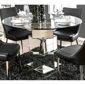 Tavolo in vetro temperato moderno con Base geometrica a specchio per cucina pranzo matrimonio per casa Hotel soggiorno mobili