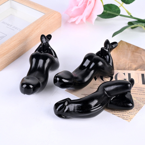 Bloc et cube de cristal naturel sculpté 12 cm, obsidienne noire écologique, corps de femme, pénis, pour décoration intérieure - Product Image 6