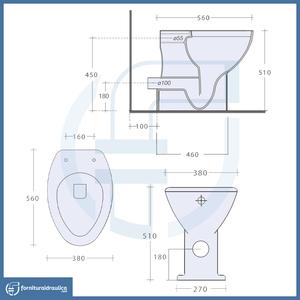 Ensemble WC mural de style européen à double chasse pour personnes âgées, réservoir encastré, cuvette carrée monobloc sans rebord pour salle de bain de villa - Product Image 2