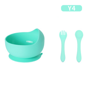 Ensemble de 3 pièces pour l'alimentation des bébés en silicone de qualité alimentaire sans BPA, comprenant un bol, une cuillère, une fourchette, des <span class=keywords><strong>couverts</strong></span> pour enfants, ensemble repas personnalisé pour bébé - Product Image 5