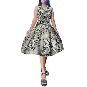 New Style Custom ized Pacific Island Art Design Gedruckt V-Ausschnitt Halfter Aushöhlen Ärmelloses Kleid Große Größe Frauen Ballkleid - Product Image 4