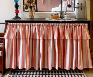 Voilage rayé américain pour fenêtre de cuisine, rideau de porte, avec liens, en tissu décoratif - Product Image 6
