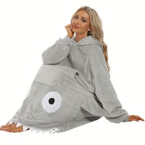 Divertido tiburón Sudadera con capucha manta pareja regalo de dibujos animados cálido alargado ancho hogar Animal <span class=keywords><strong>Pijamas</strong></span> - Product Image 3