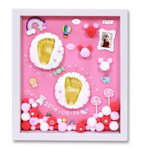 wholesale custom A4 white First Year baby 12 Month Baby Handprint & Footprint Picture Frame Kit Photo Frame