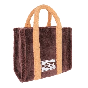 Bolso Tote Marrón Personalizado para Mujer, con Correa Cruzada de Peluche, Textura de Piel de Cordero, para Otoño e Invierno - Product Image 4