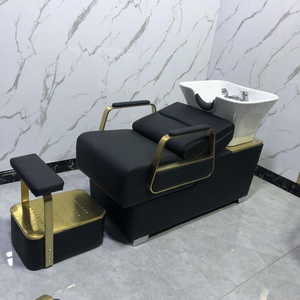 Sillón de Peluquería Contemporáneo de Cuero Sintético Negro con Reposapiés Extraíble y Estructura Metálica - Product Image 1