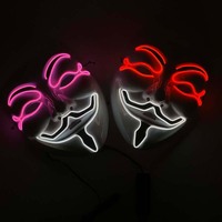 Masque facial LED d'Halloween avec lumière froide phosphorescente, design en V pour les fêtes costumées et les spectacles
