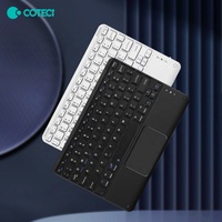 Keyboard Bisnis Ultra-Tipis COTECi untuk Kantor, Keyboard Tablet Nirkabel Mini Isi Ulang dengan Trackpad untuk iPad IOS Windows