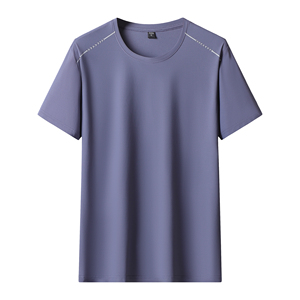 T-shirts en soie glacée été 2025 pour hommes et femmes, coupe ample et polyvalente, sportifs, à séchage rapide et respirants, col rond. - Product Image 4