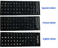 Autocollant de clavier d'ordinateur portable multilingue HK-HHT mat russe/espagnol/arabe/coréen/français/thaïlandais