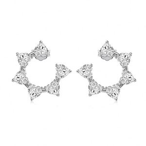 Dylam Fashion Trendy Design Hypoallergenic S925 Silver Geometric Symmetry Heart 0.25ct 5A Zirconia Flower Shape <b>Stud</b> <b>Earrings</b> - Product Image 1