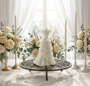 Bougie parfumée en cire de soja Robe de mariée 3D et bouquet de roses, idéale pour les fêtes prénuptiales et comme cadeau de <span class=keywords><strong>mariage</strong></span> - Product Image 6
