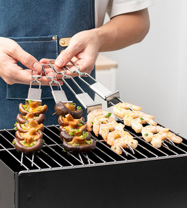Brochetas Largas y Planas <span class=keywords><strong>de</strong></span> Acero Inoxidable Reutilizables para Kebab, Barbacoa y Ahumadores - Duraderas, Ecológicas, Fáciles <span class=keywords><strong>de</strong></span> Limpiar y Personalizables - Product Image 1