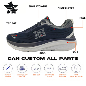 Sneakers da Corsa Chunky con Lacci in Pelle Verniciata Sfumata Personalizzata e Rete Traspirante, Ammortizzazione Leggera, per Skateboard e Casual - Product Image 2