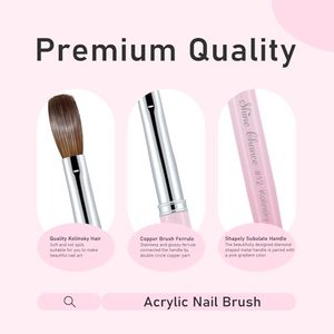 Pure Kolinsky Oval Nail Brush Pink Plastic Handle <b>Natural</b> Hair Acrylic Gel <b>Painting</b> Brush Private Label - Product Image 2
