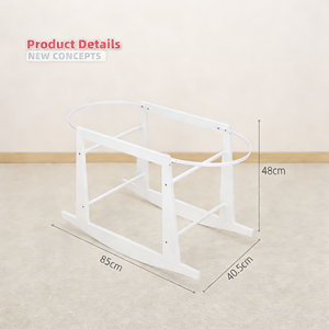 Support de <span class=keywords><strong>berceau</strong></span> à bascule en bois blanc, cadre compact avec anneau métallique incurvé, base à bascule stable pour <span class=keywords><strong>berceau</strong></span> de nouveau-né - Product Image 1