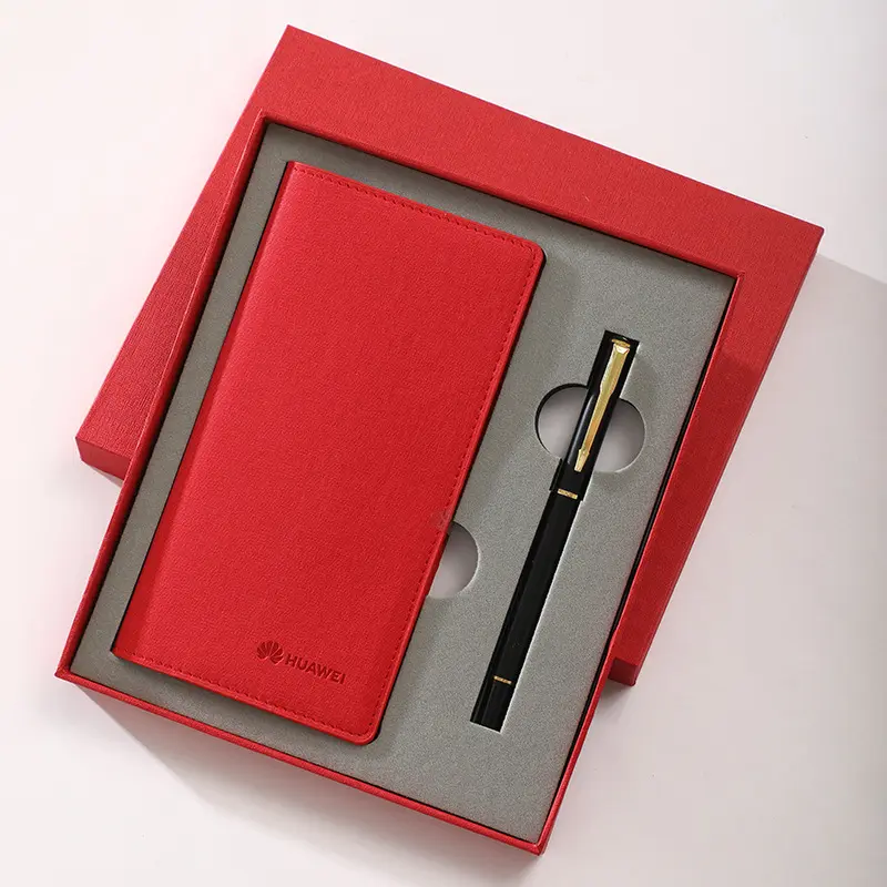 A6 Leer Boeken Aangepaste Logo Kleine Pocket Notebook Met Pen Gift Set In Doos