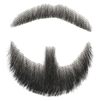 Cheveux humains, dentelle attachée à la main, faux barbes invisibles, faux visage, moustache pour hommes, film réaliste, maquillage d'halloween