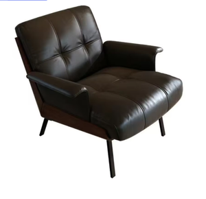 เก้าอี้พักผ่อนหนังแบบแขนเดียวสไตล์นอร์ดิกสมัยใหม่ สไตล์ห้องพักโรงแรมอิตาลี เฟอร์นิเจอร์ห้องนั่งเล่นแบบสบายๆ โครงไม้ โซฟาแบบเอน - Product Image 6