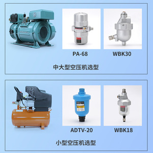 Valve de vidange automatique WBK-20, pièces de compresseur d'air de 1/4 po avec bol transparent et étiquette d'avertissement pour usage industriel - Product Image 3