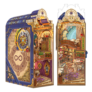 Kit de maison de poupée miniature LED DIY en bois écologique, thème Bibliothèque Magique, pour Noël et Halloween saisonniers - Product Image 1